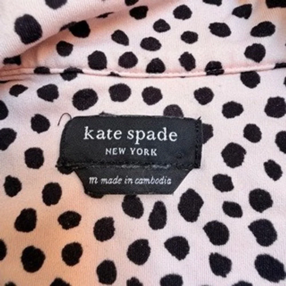 Kate Spade New York Pink Polka Dot Pajama Top Womens Medium Short Sleeve Cozy